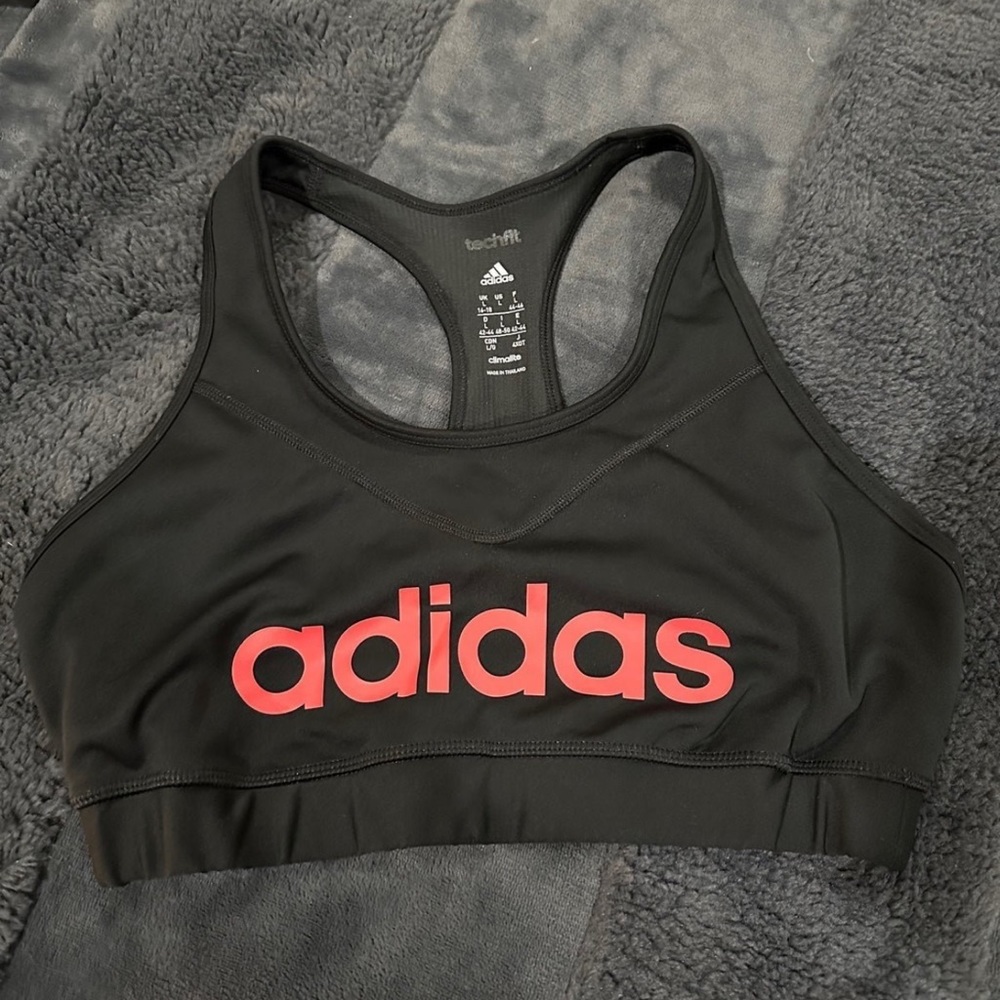 Adidas Sports Bra Size Large Black and Red